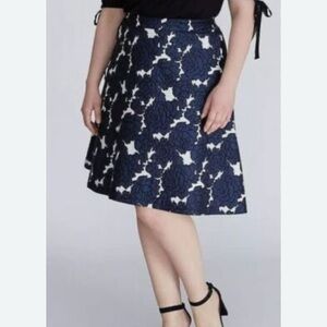 Elegant Navy Floral A line Plus size 24 Skirt